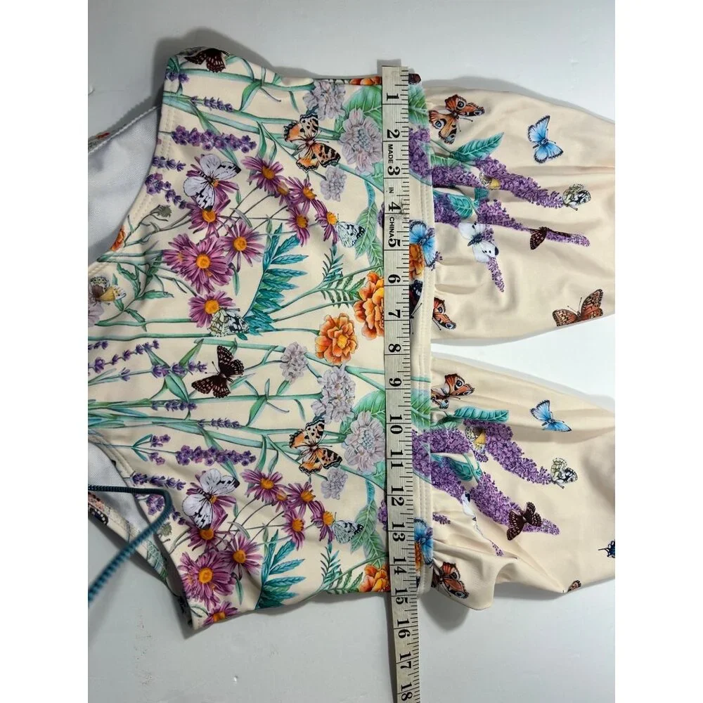 Retro Style Beige 1960s Butterfly Halter One-Piece Bikini Set - Picture 7 of 7